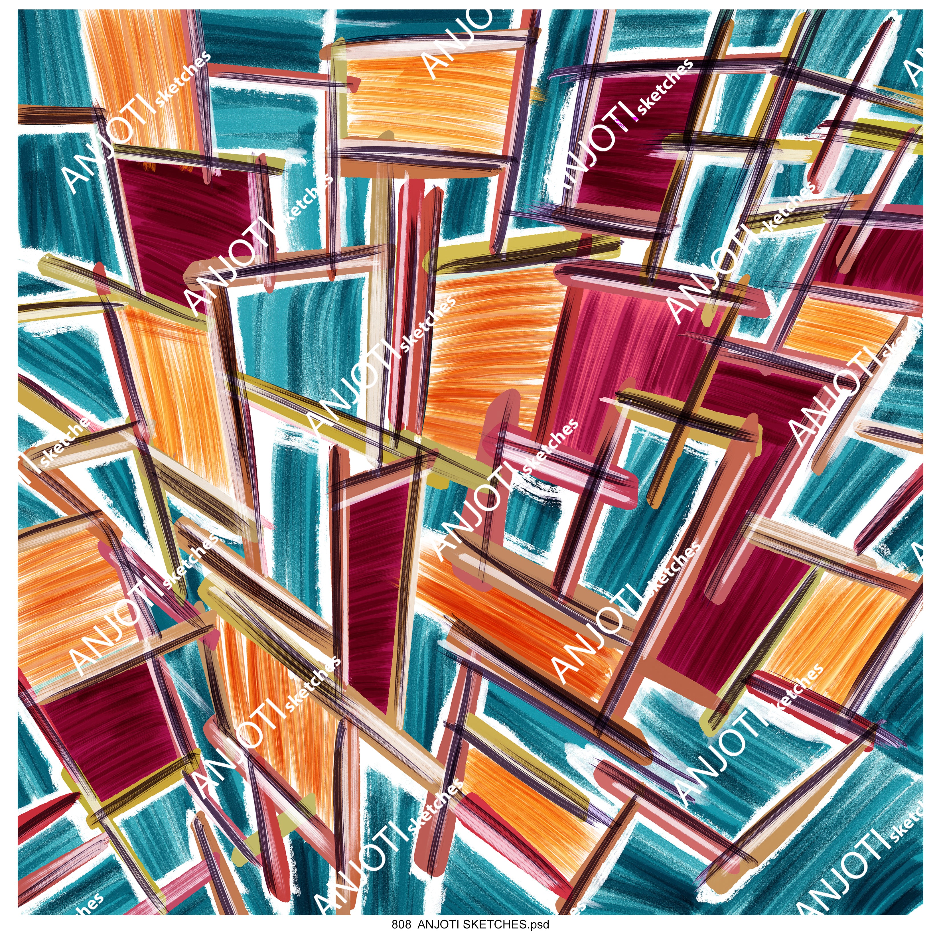 ANJOTI_SKETCHES_808_ Brighten Your Home with Abstract Wall Art in Bold Multicolor Texture Background Effects