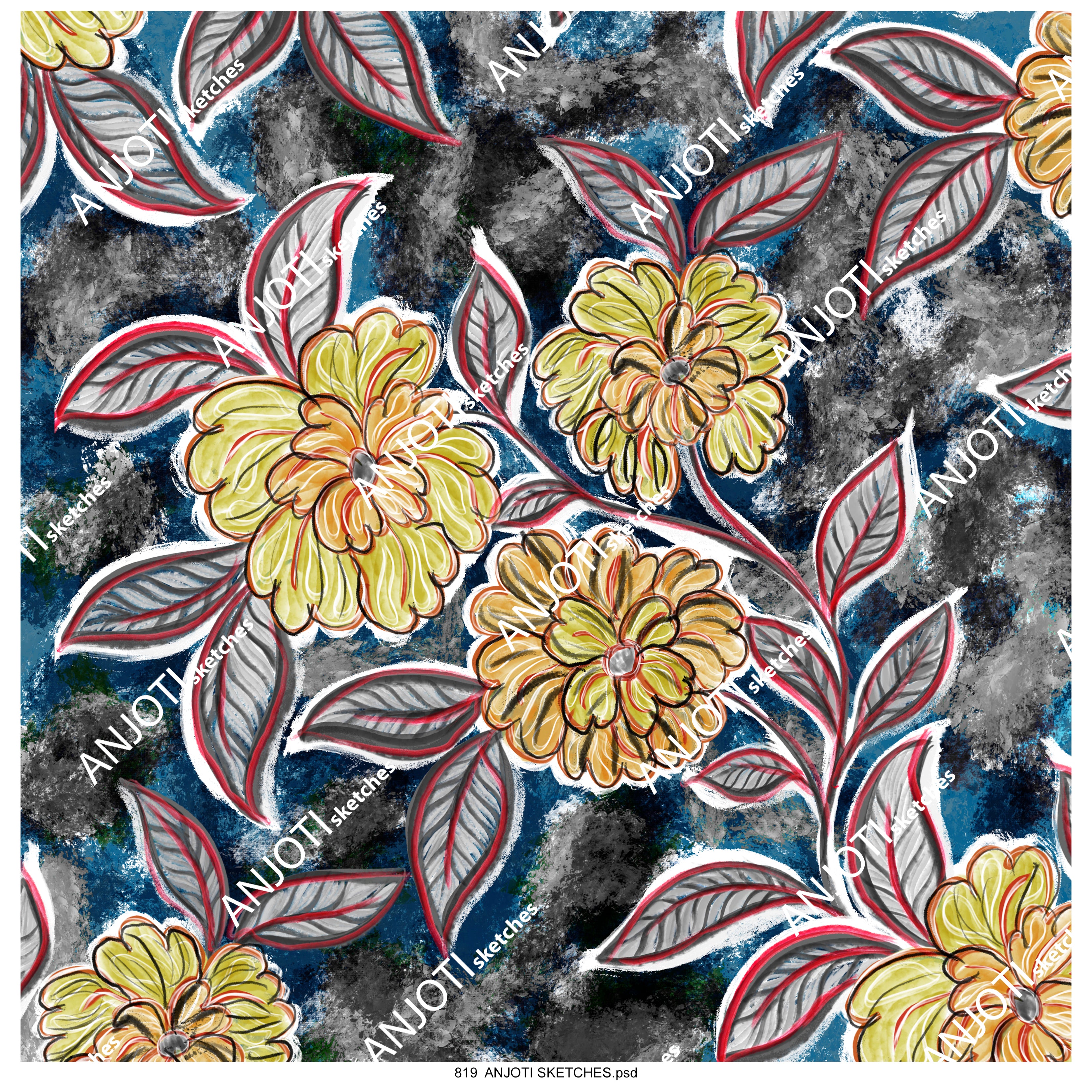 ANJOTI_SKETCHES_819_ Modern Multicolor Abstract Wall Art with Stunning Texture Effect Backgrounds