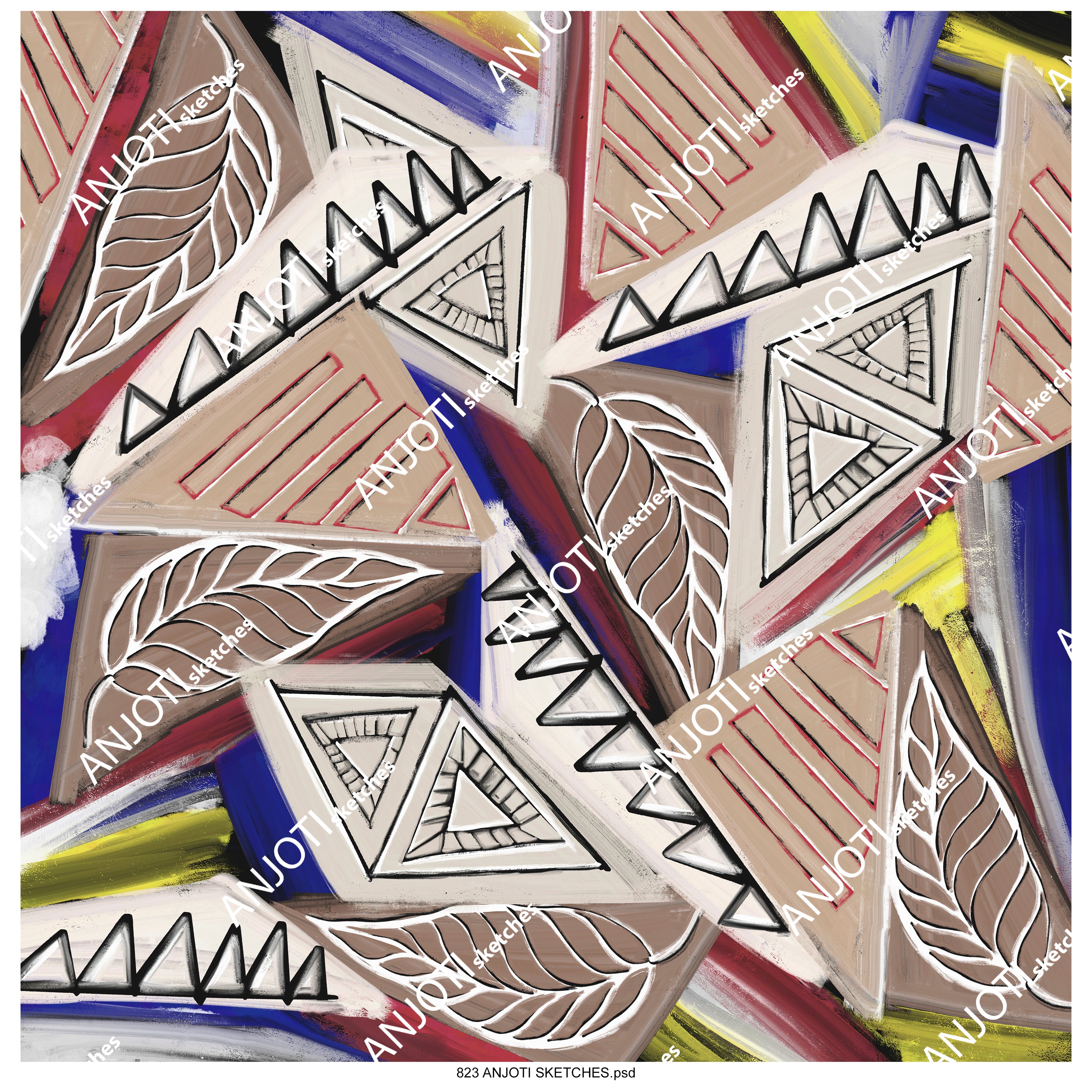 ANJOTI_SKETCHES_823_ Multicolor Abstract Wall Art and Texture Backgrounds to Brighten Your Space