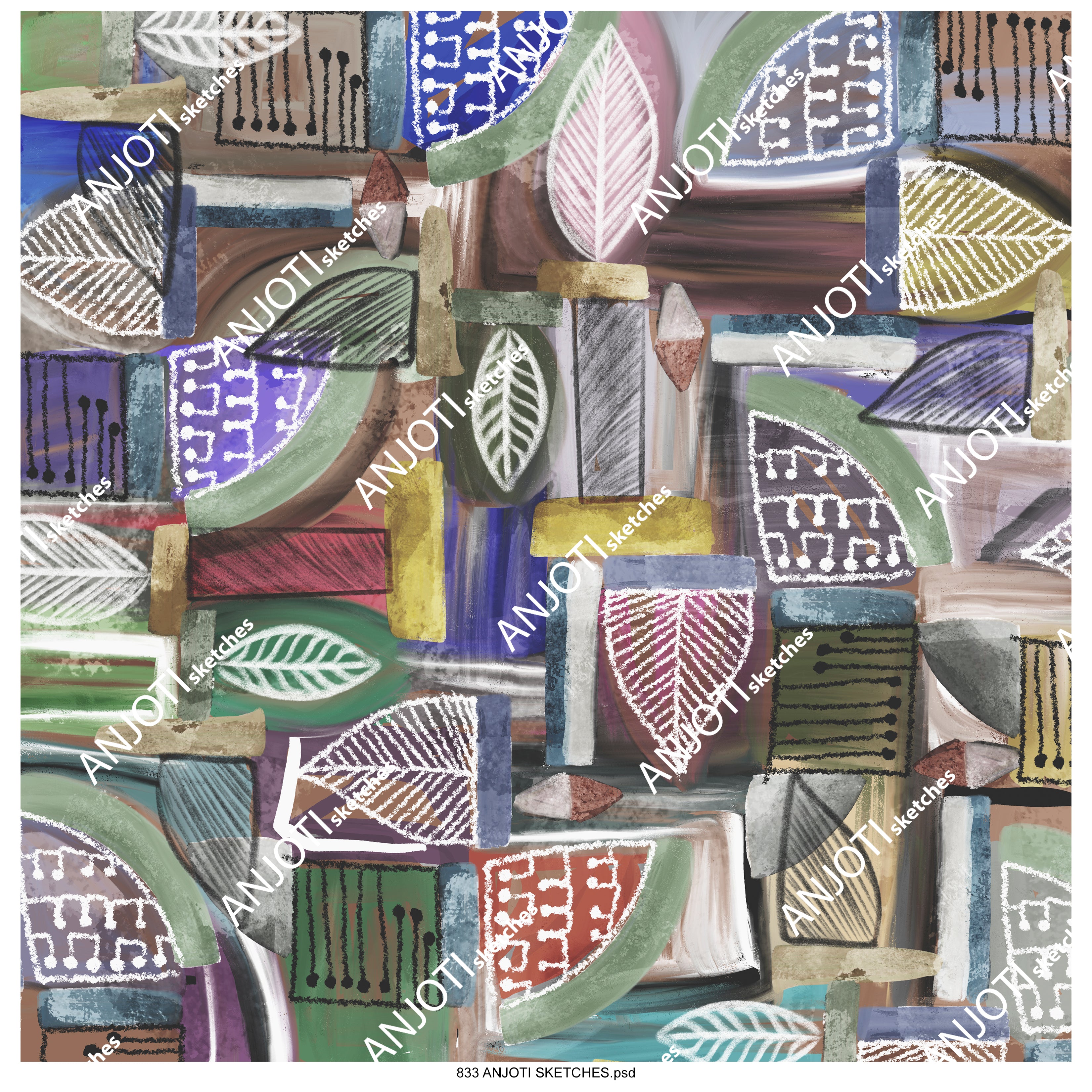 ANJOTI_SKETCHES_833_Unique Multicolor Texture Effect Backgrounds in Artistic Abstract Wall Art