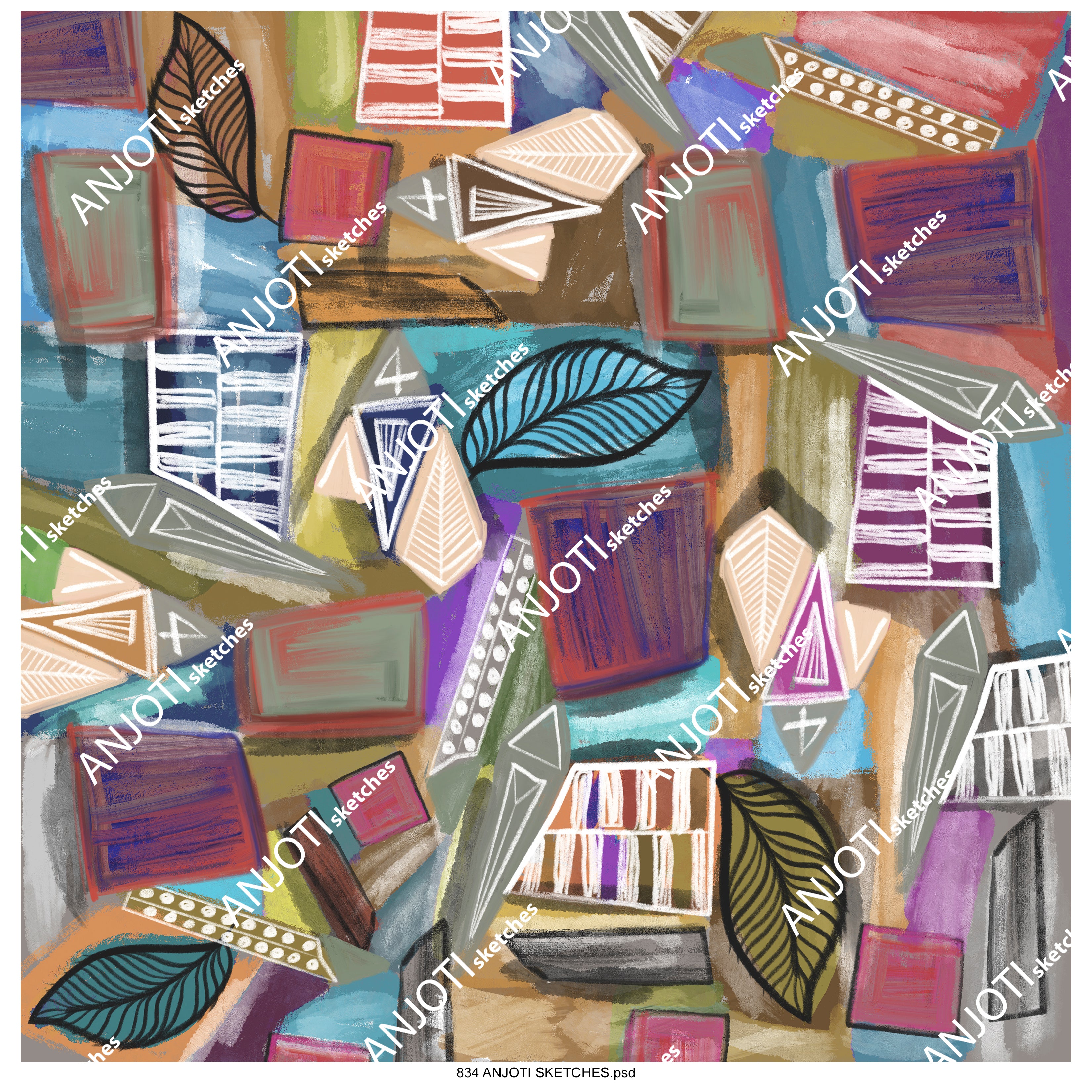 ANJOTI_SKETCHES_834_Enhance Your Decor with Abstract Wall Art and Multicolor Texture Backgrounds