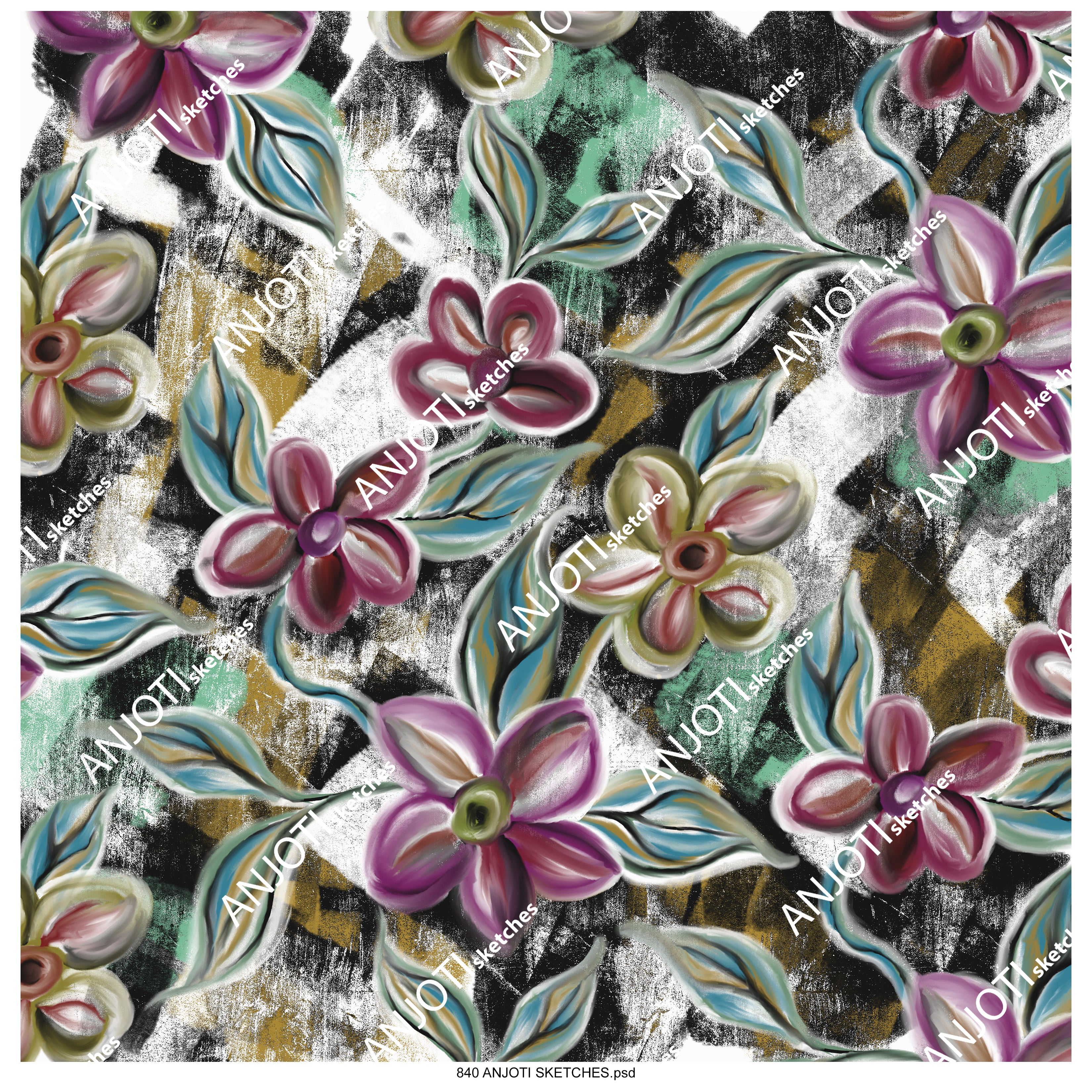 ANJOTI_SKETCHES_840_Vibrant Abstract Wall Art with Multicolor Texture Effect Backgrounds for Interiors