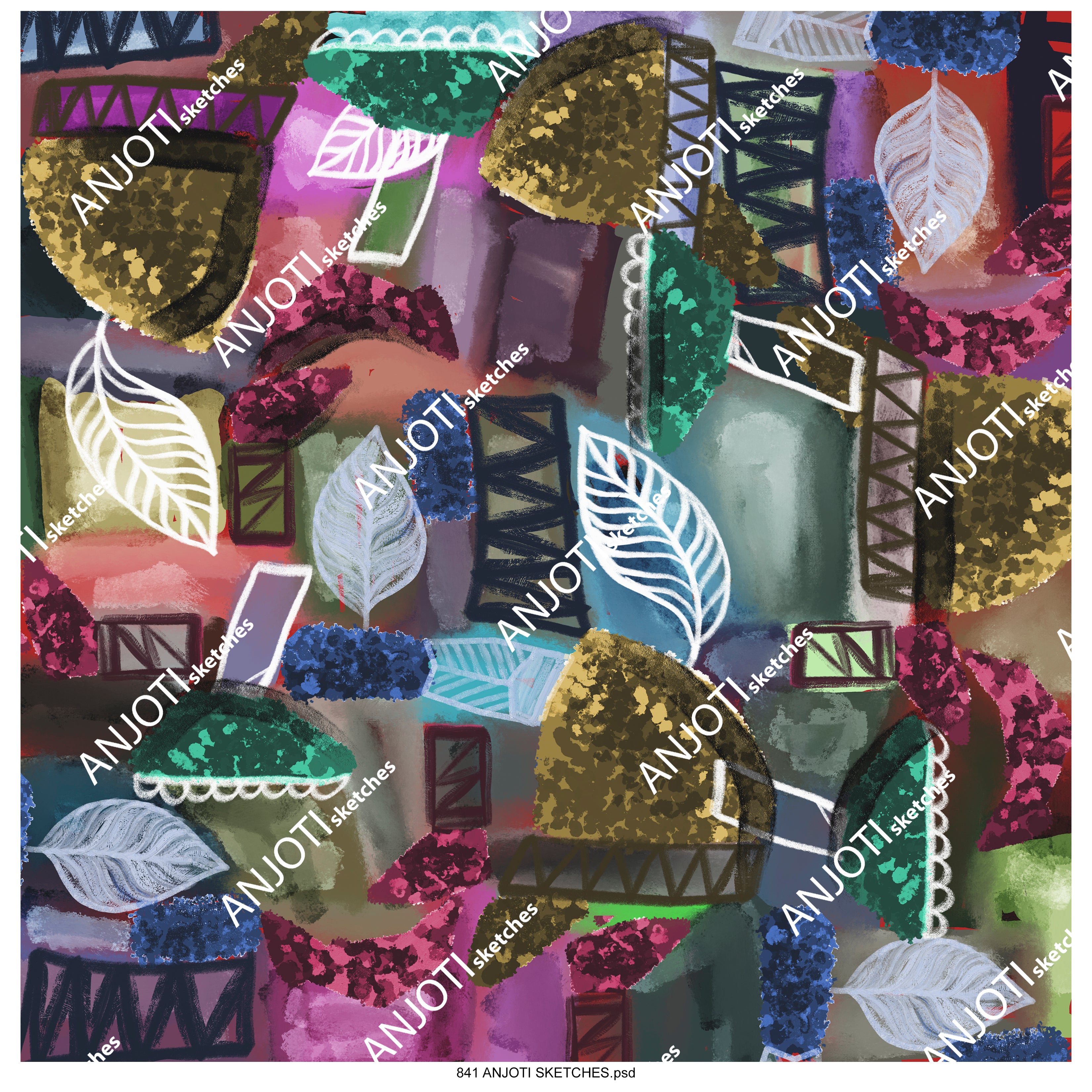 ANJOTI_SKETCHES_841_Multicolor Texture Effect Backgrounds in Unique Abstract Wall Art for Home