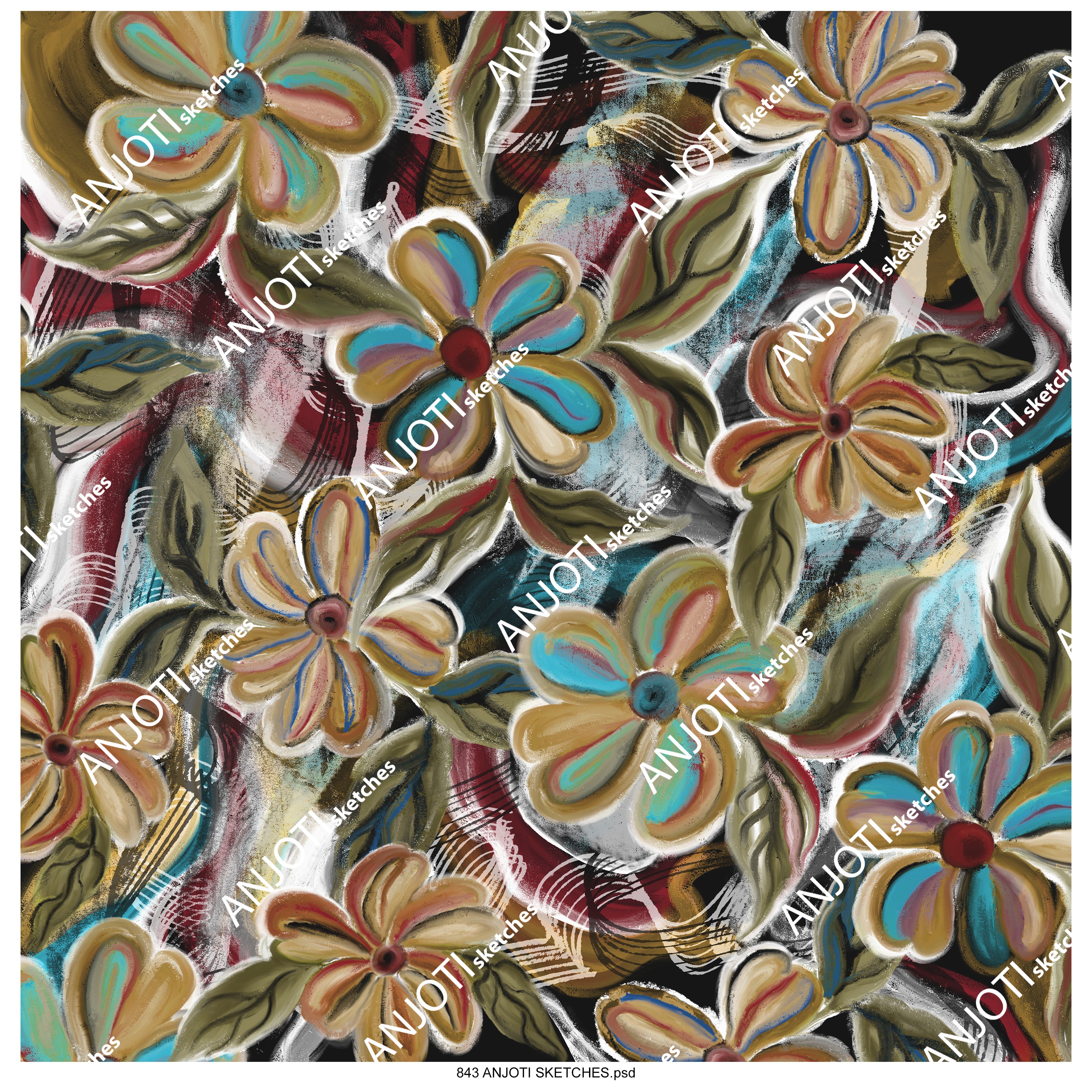 ANJOTI_SKETCHES_843_Multicolor Abstract Wall Art with Texture Effect Backgrounds for Modern Style