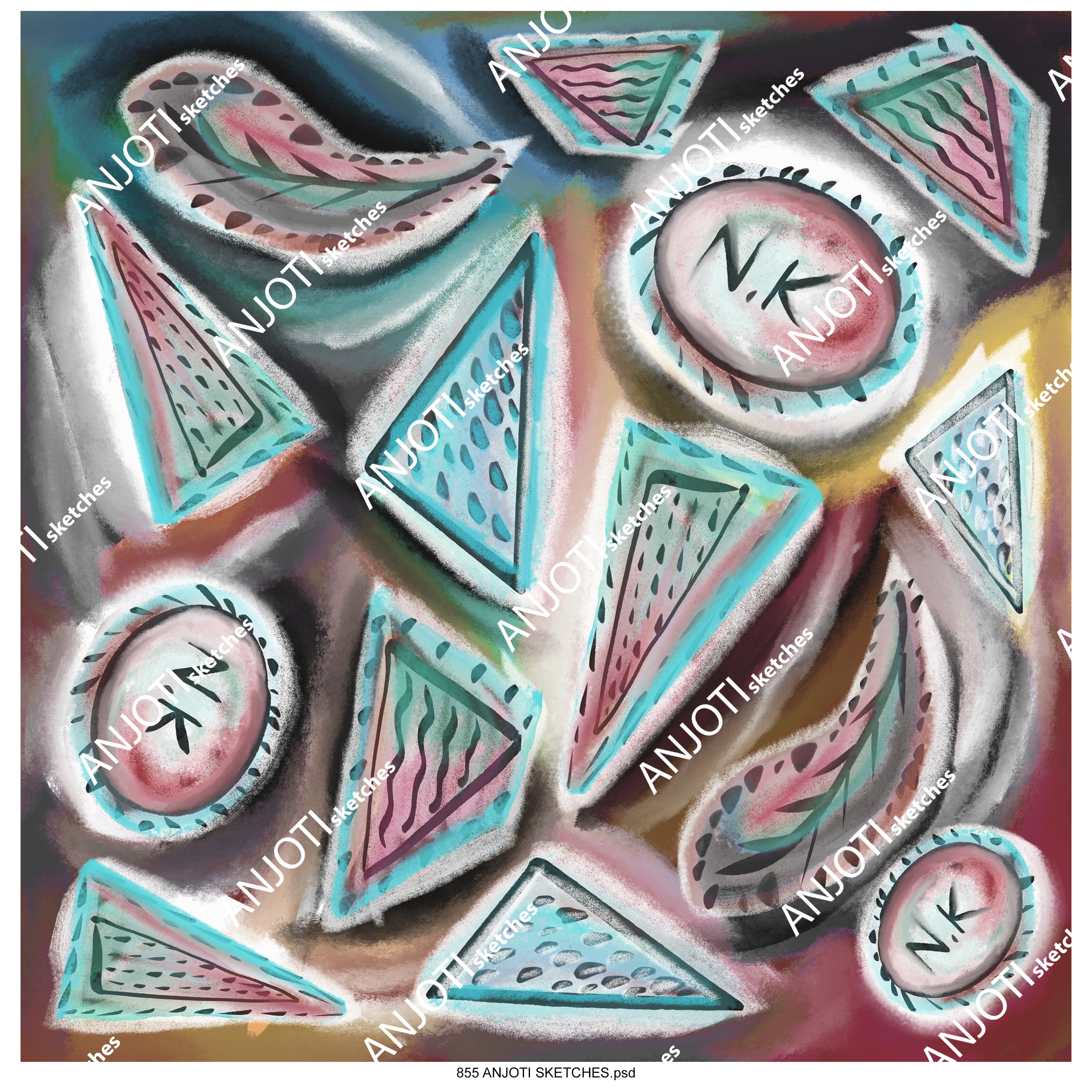 ANJOTI_SKETCHES_855_Enhance Your Decor with Multicolor Floral and Geometric Abstract Wall Art