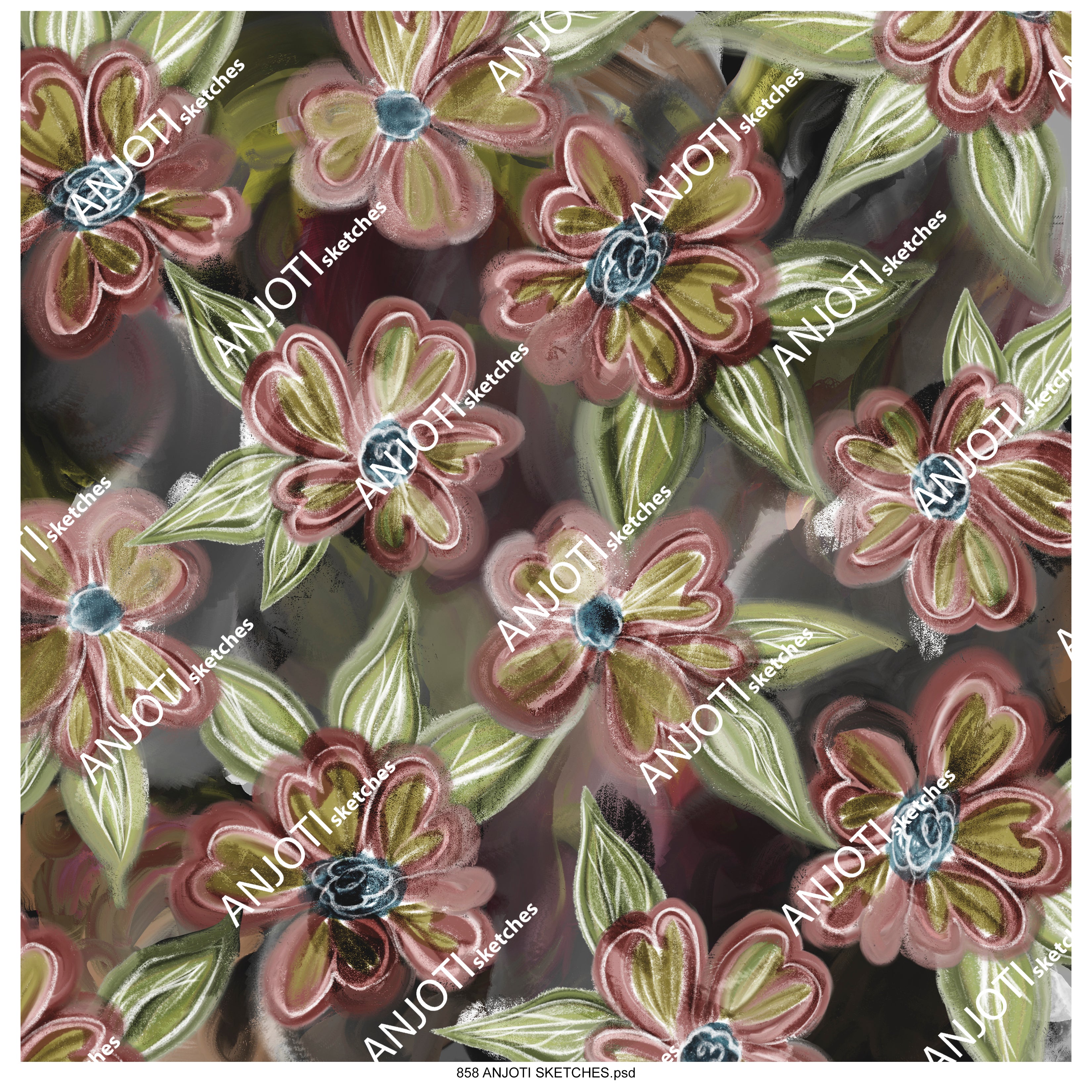 ANJOTI_SKETCHES_858_Add a Modern Touch with Floral and Geometric Abstract Wall Art in Multicolor Textures