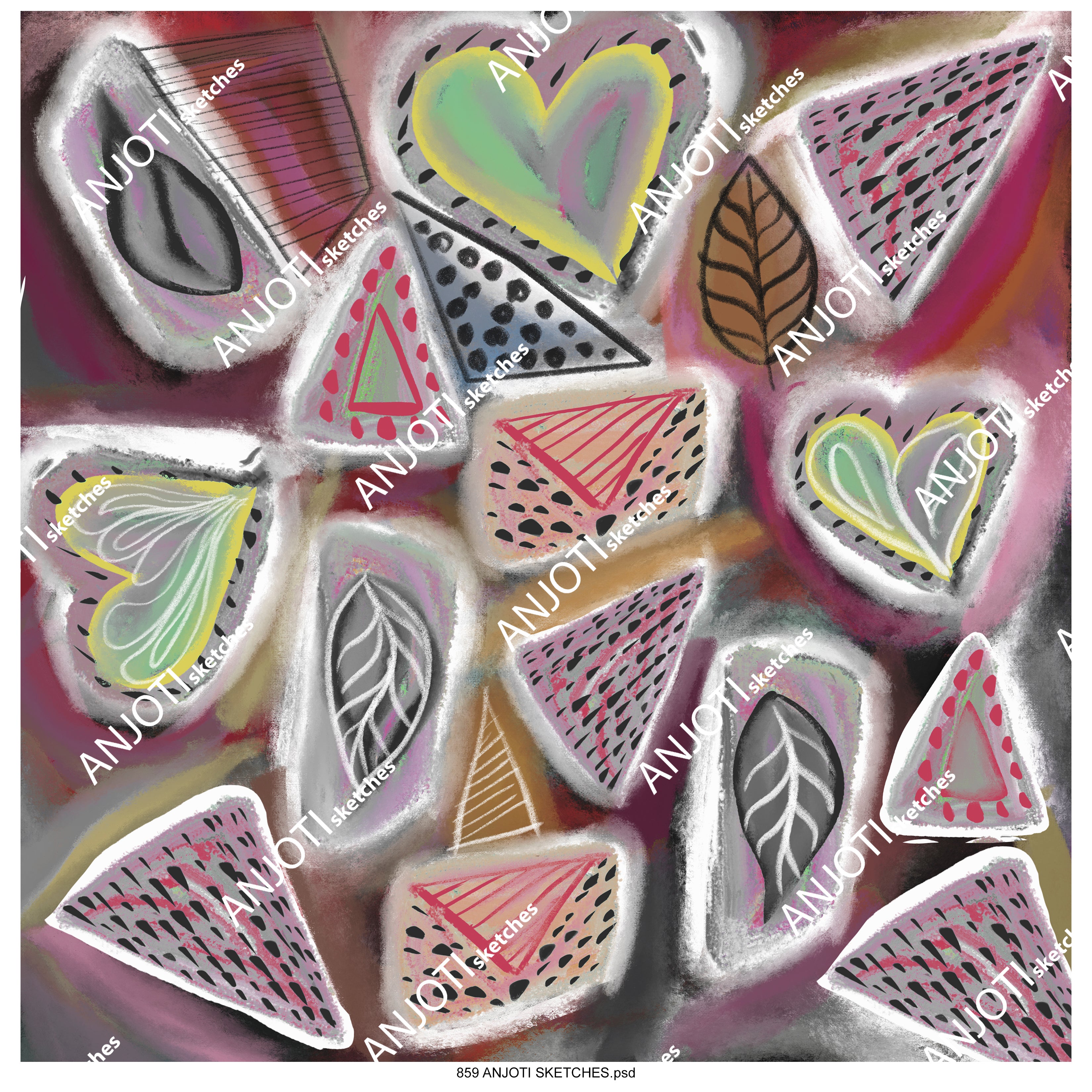 ANJOTI_SKETCHES_859_Multicolor Texture Backgrounds in Abstract Floral and Geometric Wall Art