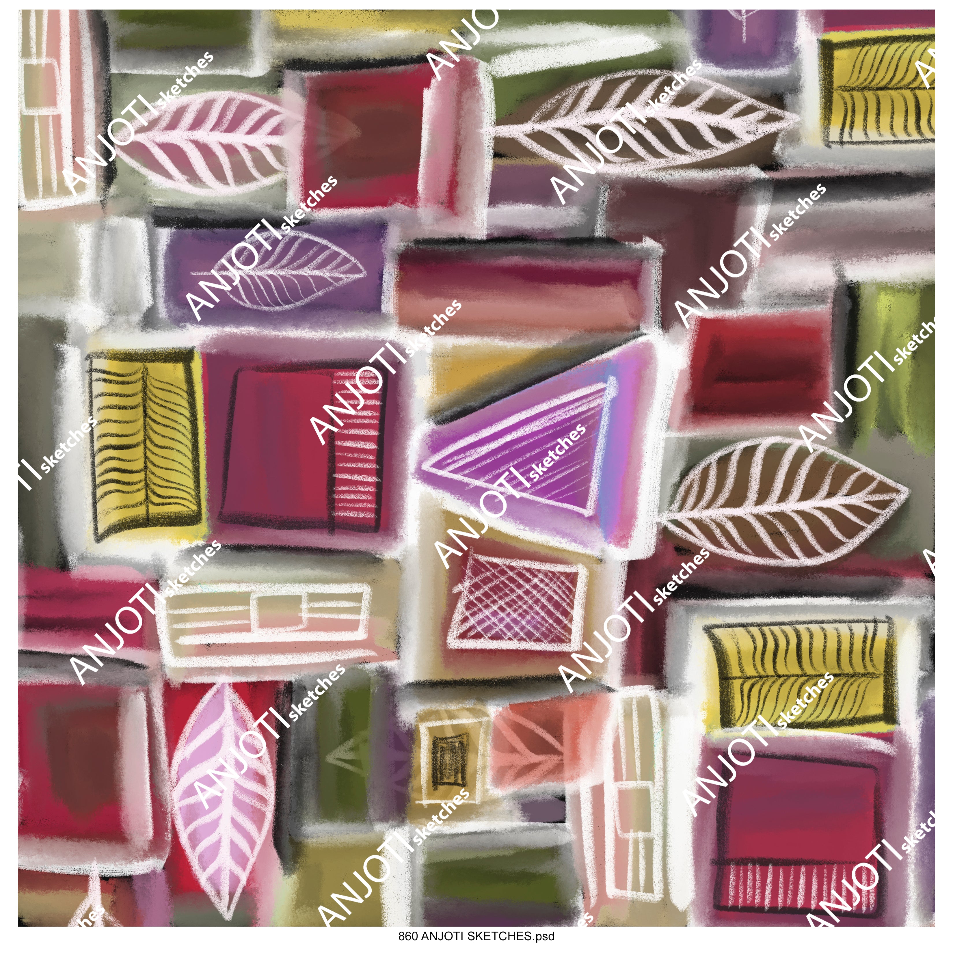 ANJOTI_SKETCHES_860_Elevate Your Decor with Floral Geometric Abstract Wall Art and Texture Backgrounds