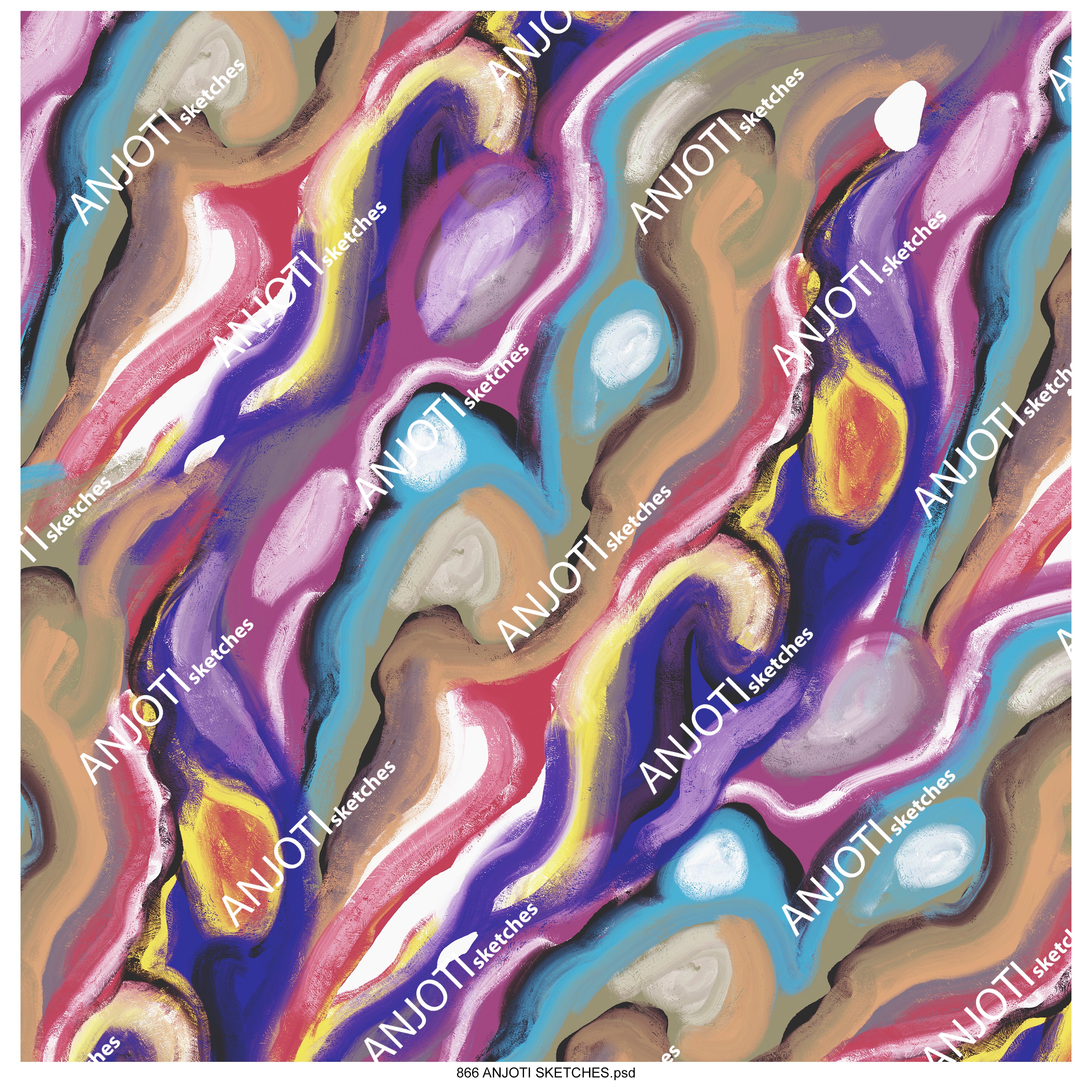 ANJOTI_SKETCHES_866_Discover Floral Geometric Abstract Wall Art with Stunning Multicolor Textures