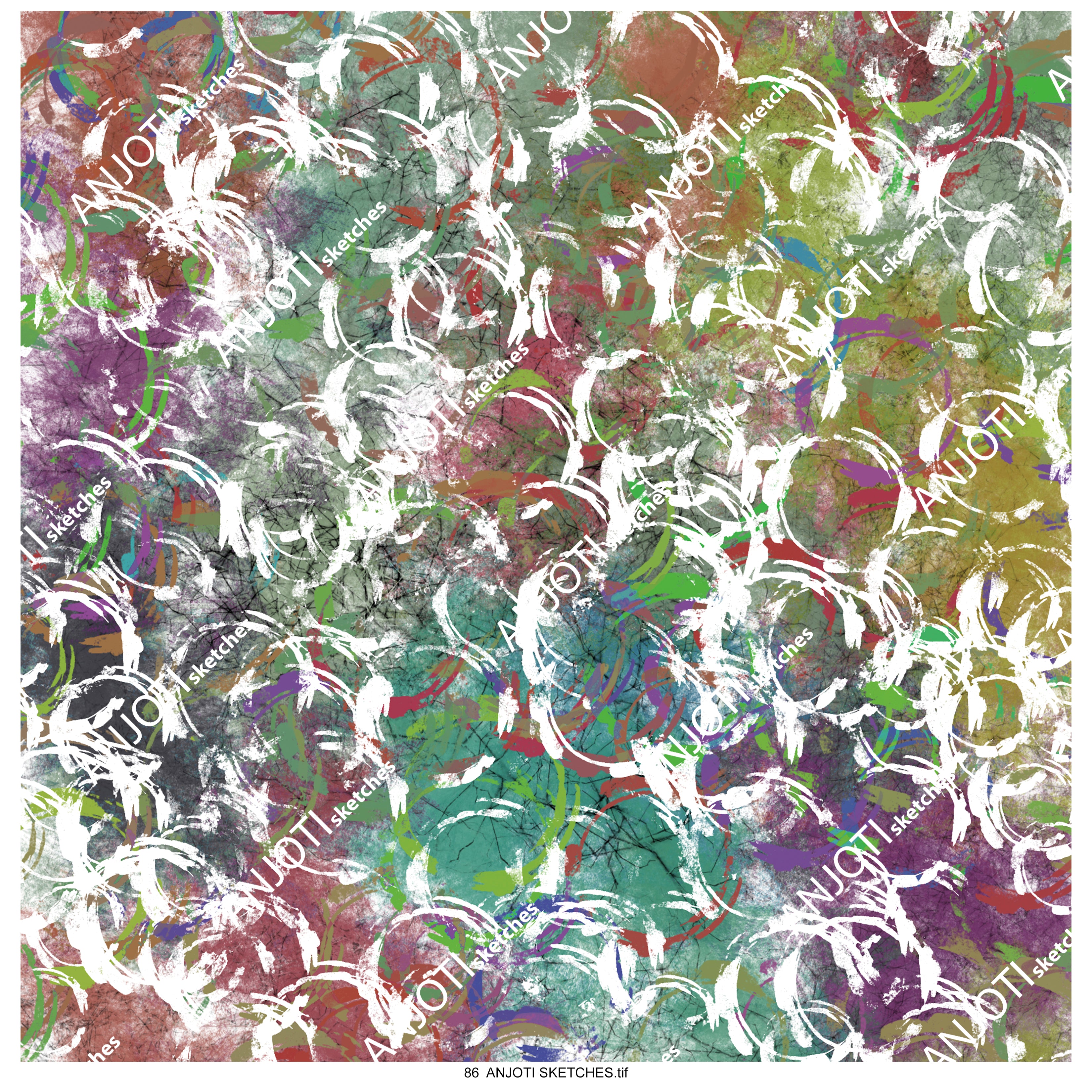 ANJOTI SKETCHES 86|Abstract Wall Art in Multicolor Floral Geometric Texture Background Effects