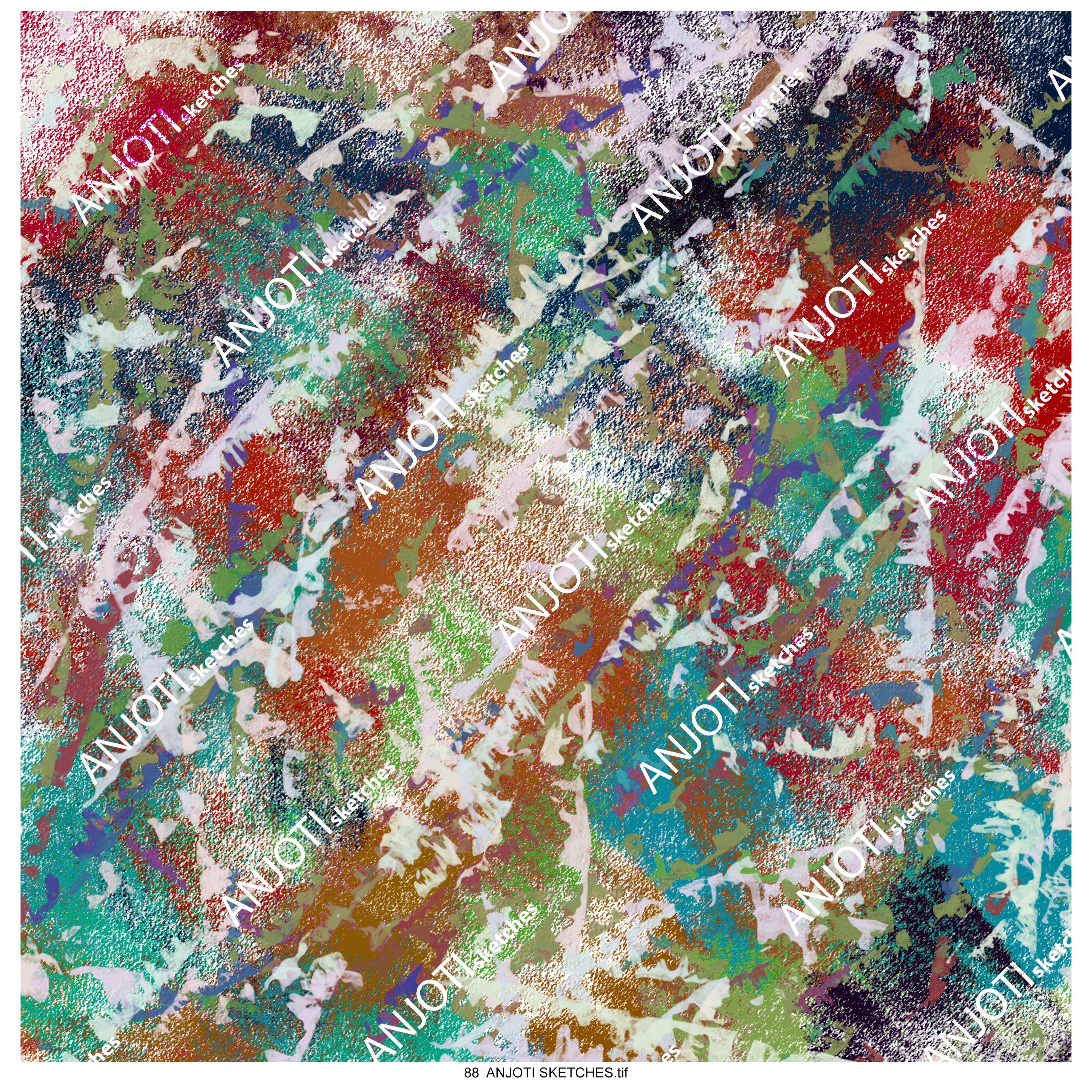 ANJOTI SKETCHES 88|Transform Your Decor with Floral Geometric Abstract Wall Art in Multicolor