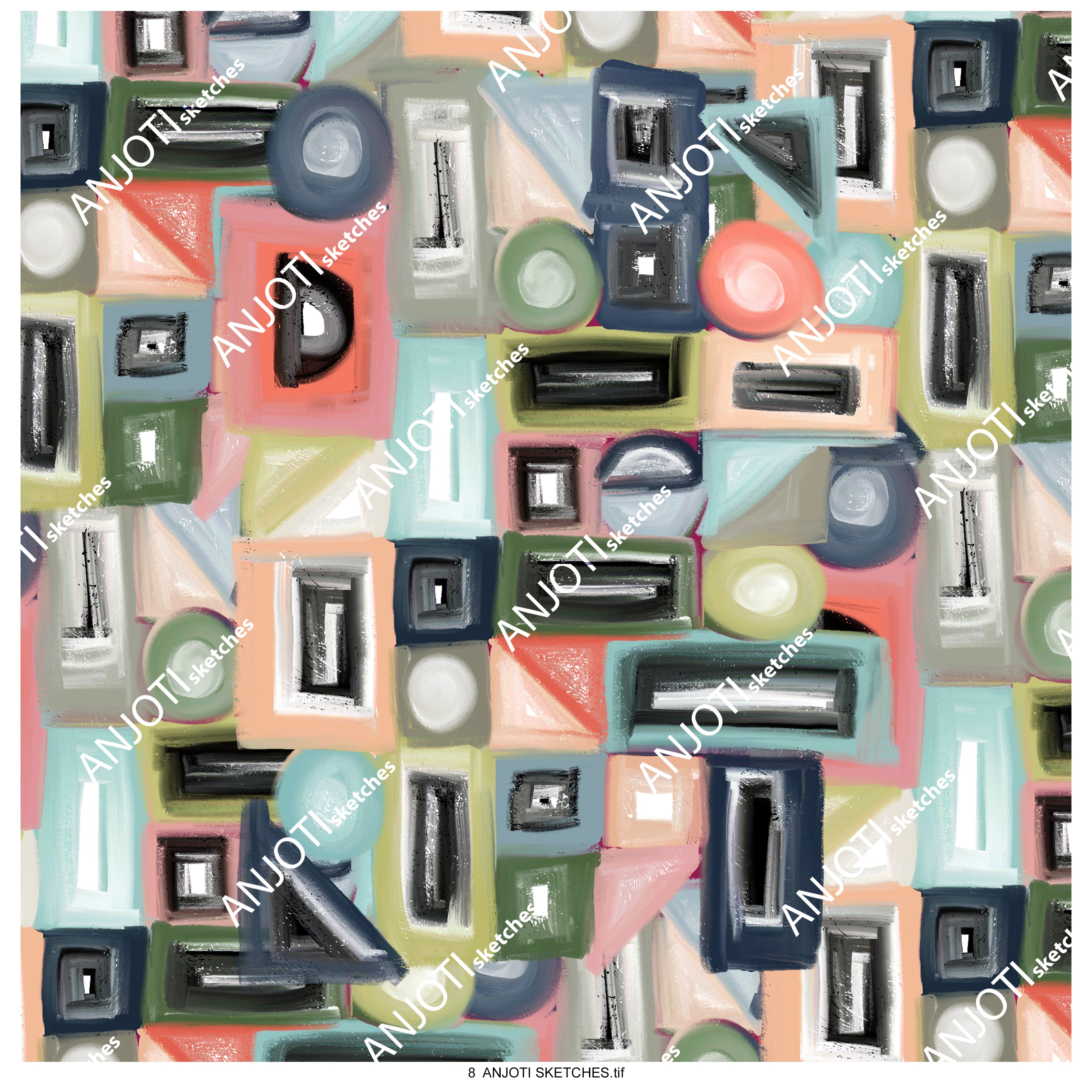 ANJOTI SKETCHES 08  Brighten Your Home with Abstract Wall Art in Bold Multicolor Texture Background Effects