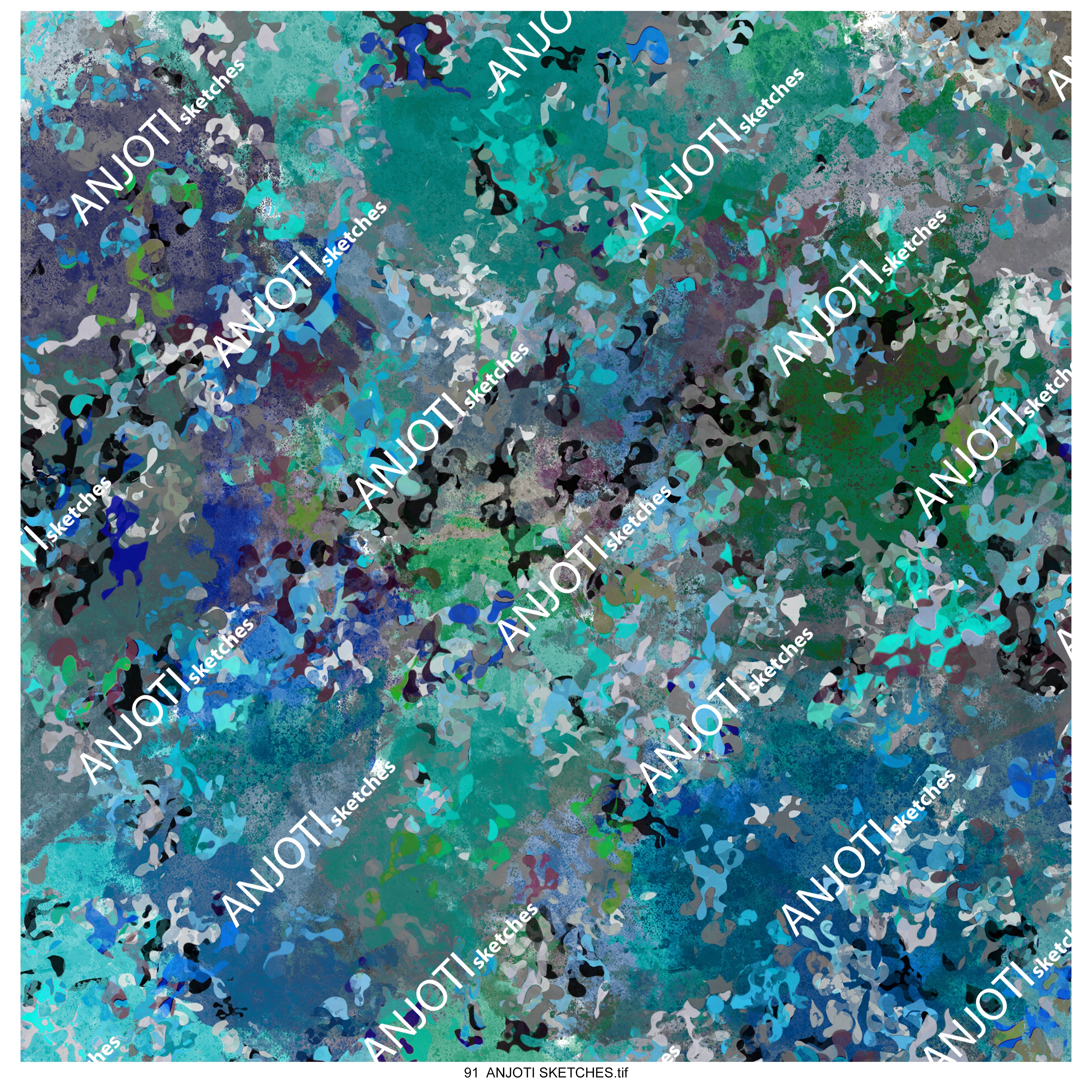 ANJOTI SKETCHES 91|Multicolor Floral Geometric Texture Backgrounds in Abstract Wall Art