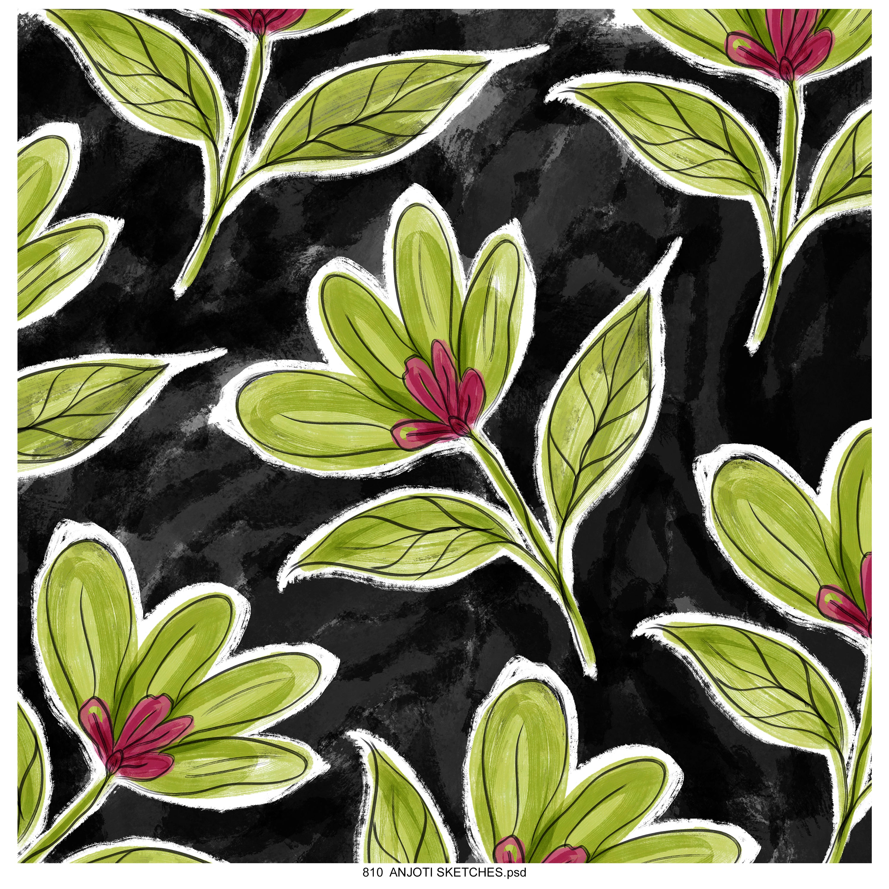 AnjotiSketches 08_New Summer floral watercolors surface pattern art allover illustration motifs in multicoloured textures effects design  for pillow purses and wallpaper