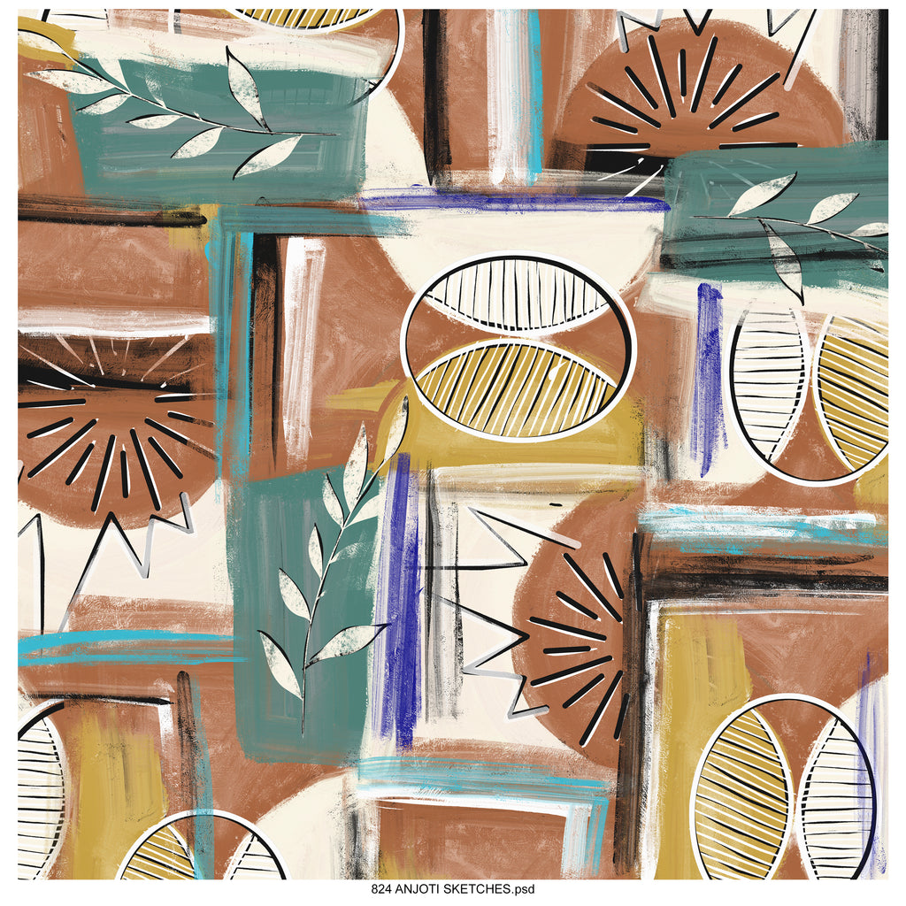 AnjotiSketches 03_Repeated geometrical surfaces pattern print art stock illustrations wallpaper motif work popular in casual fashions style