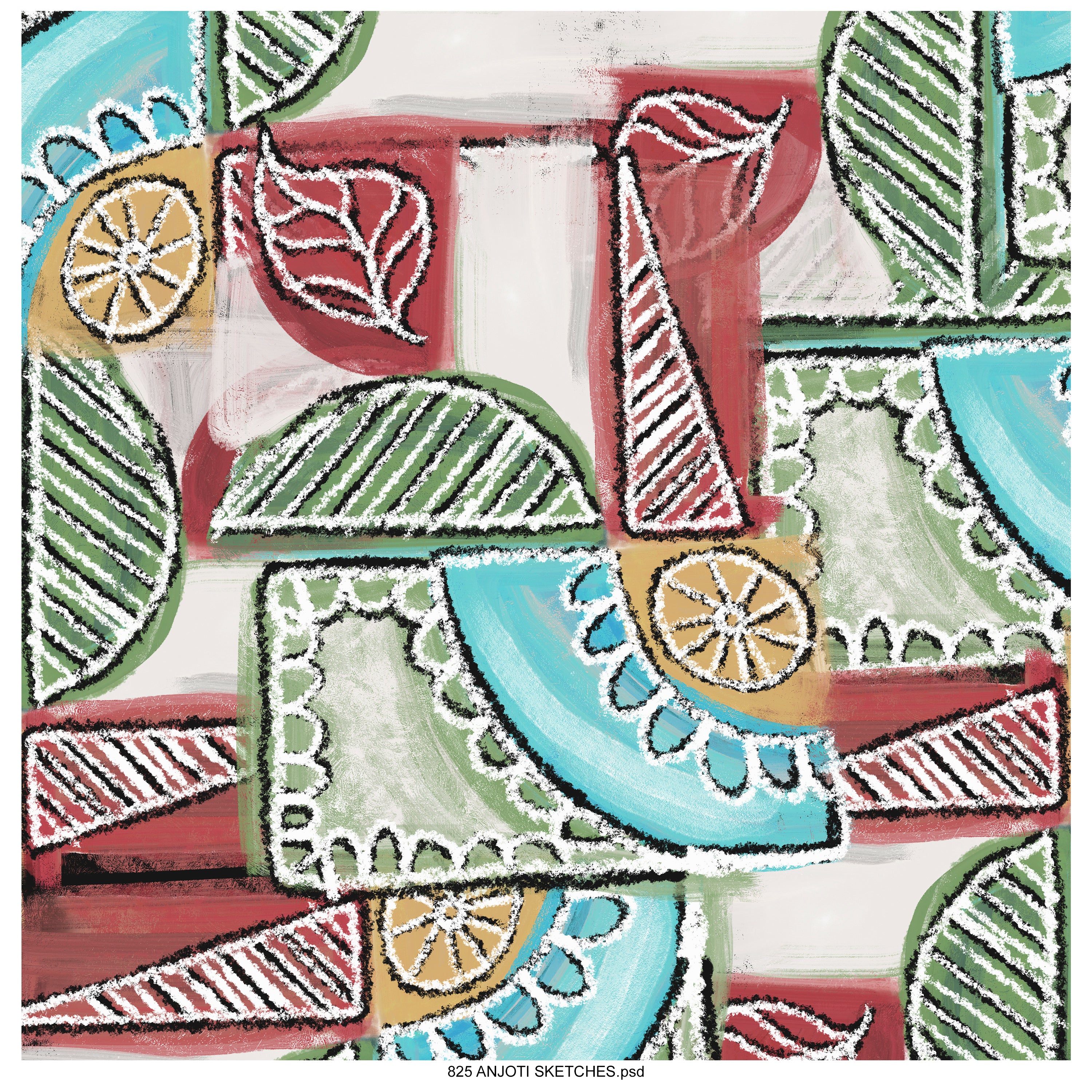 AnjotiSketches 03_Repeated geometrical surfaces pattern print art stock illustrations wallpaper motif work popular in casual fashions style