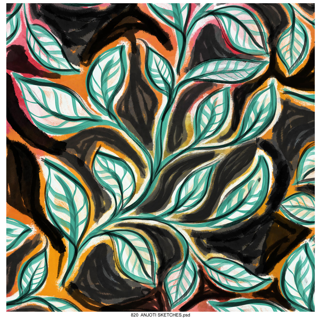 AnjotiSketches 06_New Summer floral watercolors surface pattern art allover illustration motifs in multicoloured textures effects design  for pillow purses and wallpaper