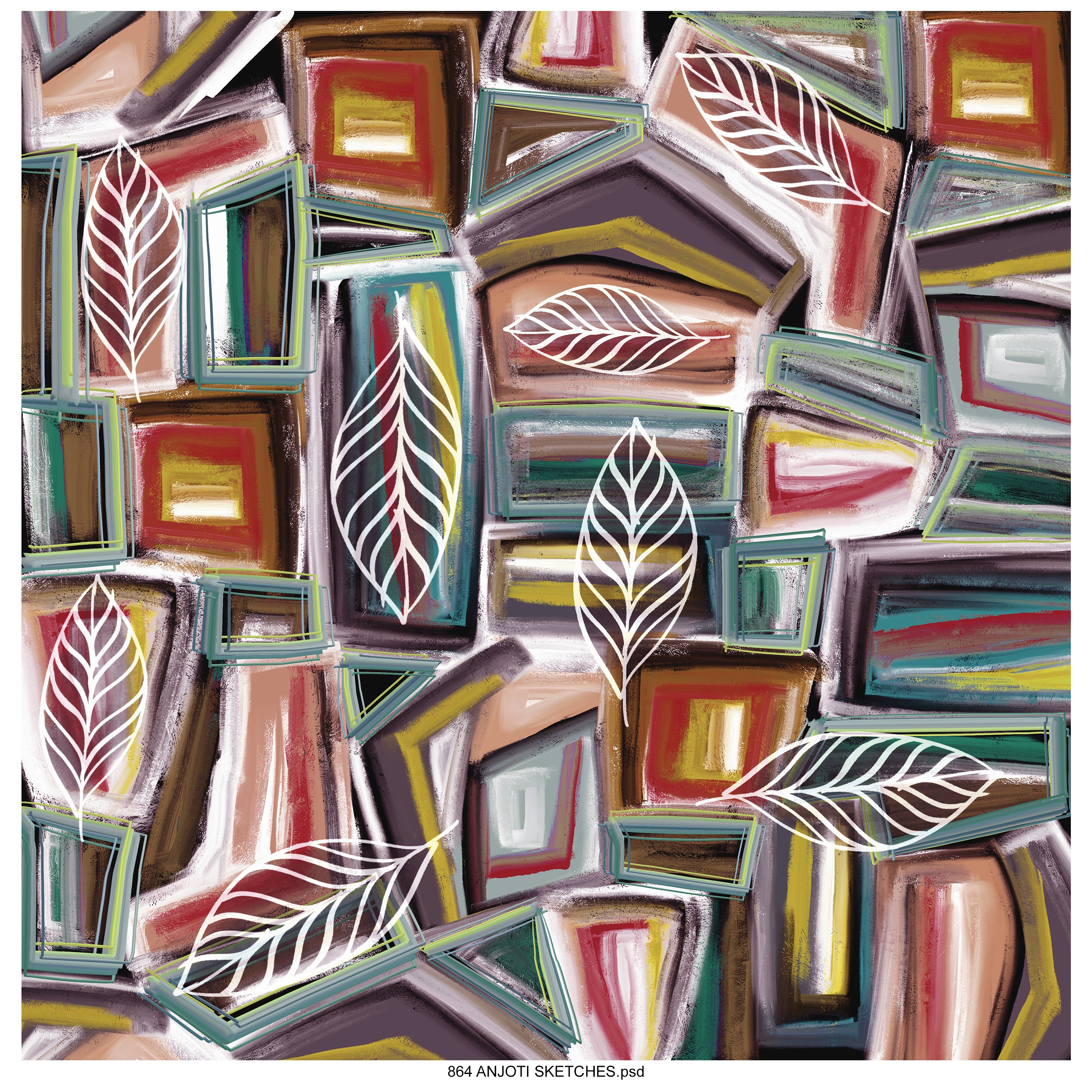 AnjotiSketches 02_New Summer floral watercolors surface pattern art allover illustration motifs in multicoloured textures effects design  for pillow purses and wallpaper