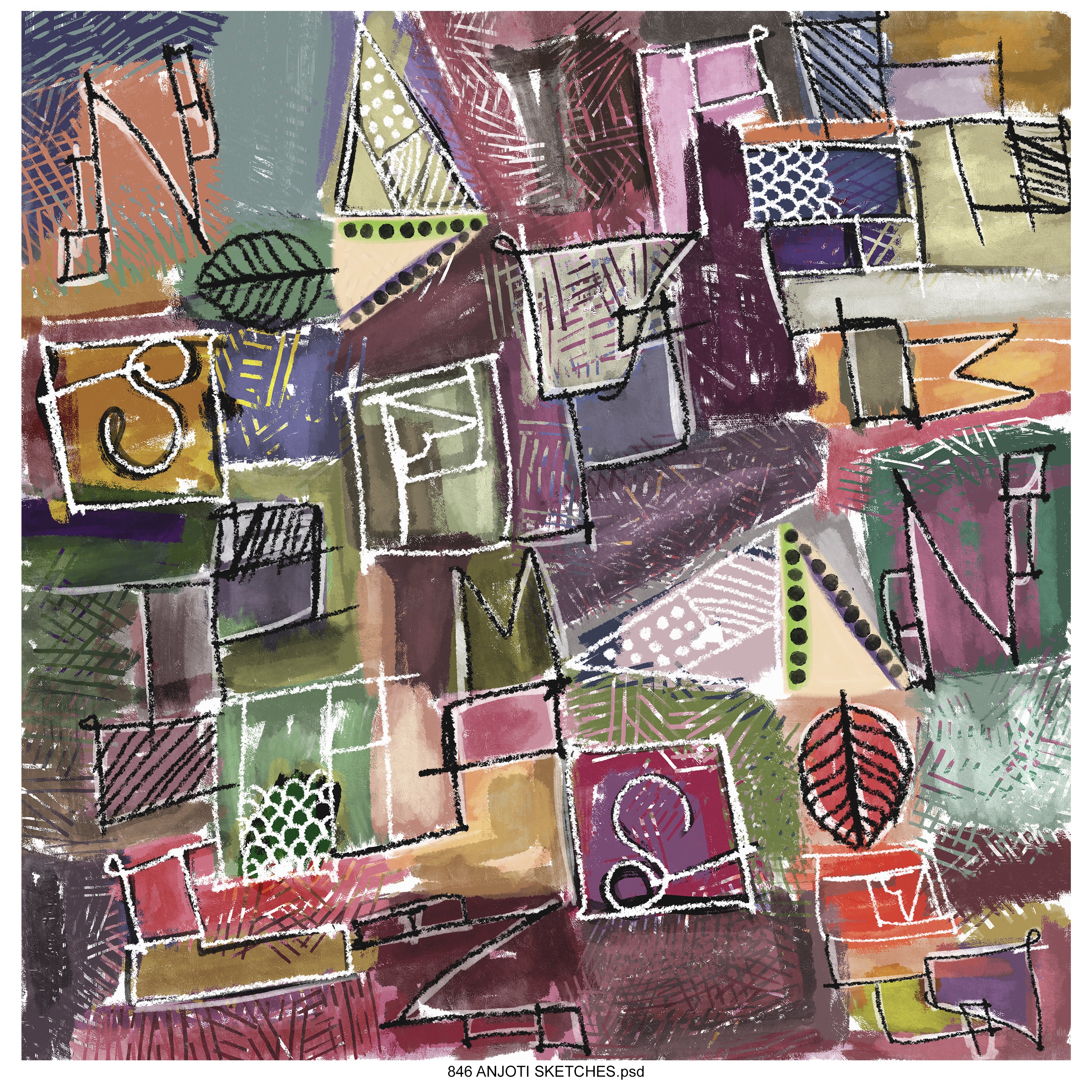 AnjotiSketches 03_Repeated geometrical surfaces pattern print art stock illustrations wallpaper motif work popular in casual fashions style