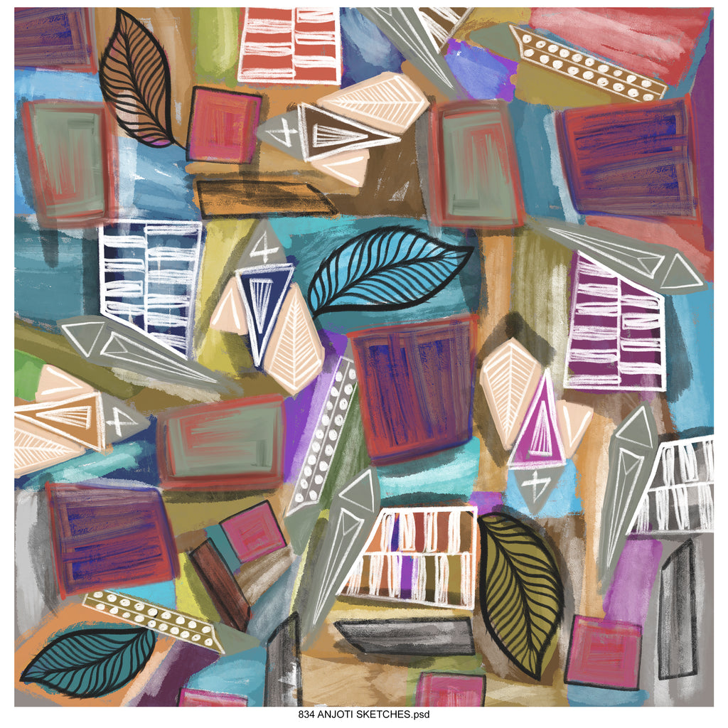 AnjotiSketches 06_New Summer floral watercolors surface pattern art allover illustration motifs in multicoloured textures effects design  for pillow purses and wallpaper